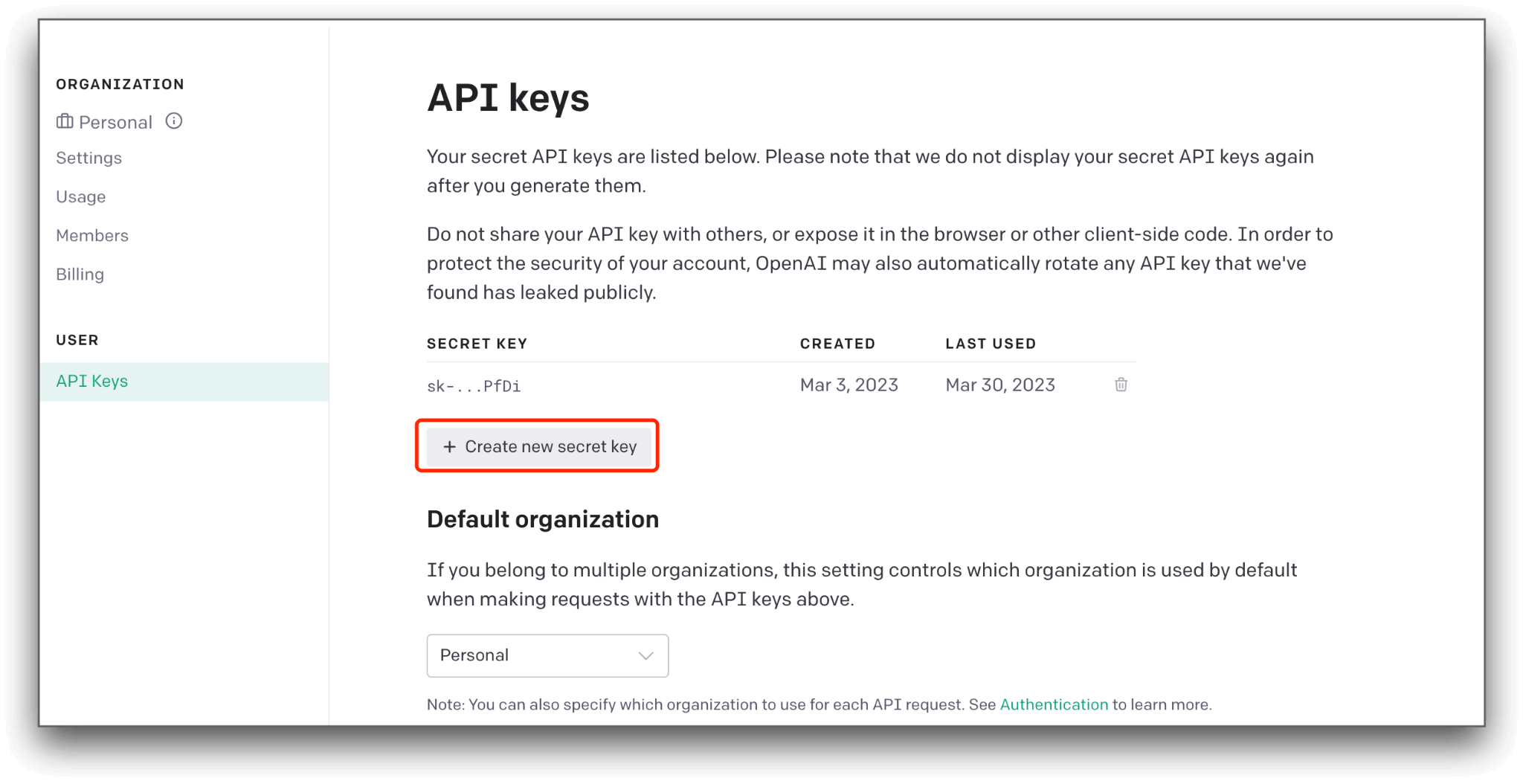 Get openai api